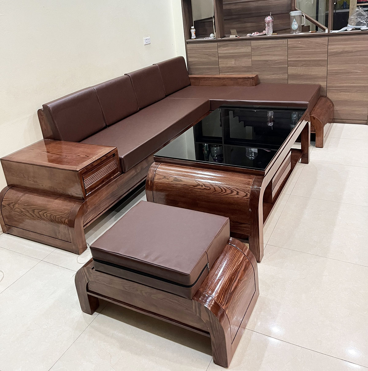 Sofa phòng khách gỗ chân cuốn Gỗ sồi nga