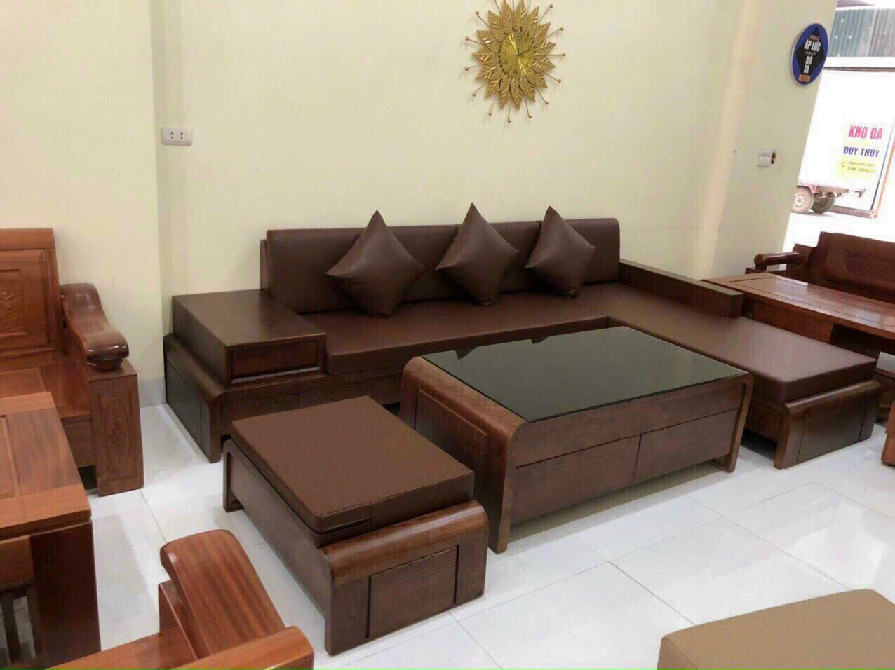 Bộ bàn ghế gỗ sofa góc cuốn